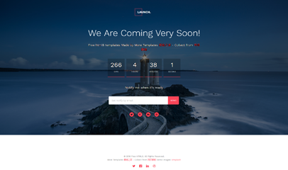 网站订阅上线倒计时html5模板